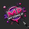 A sleek and modern logo for MyComicP, a free adult comic reading website offering subtitles in various languages. The logo features the intertwined 'MCP' abbreviation in vibrant pink and purple, designed for a polished digital presence.